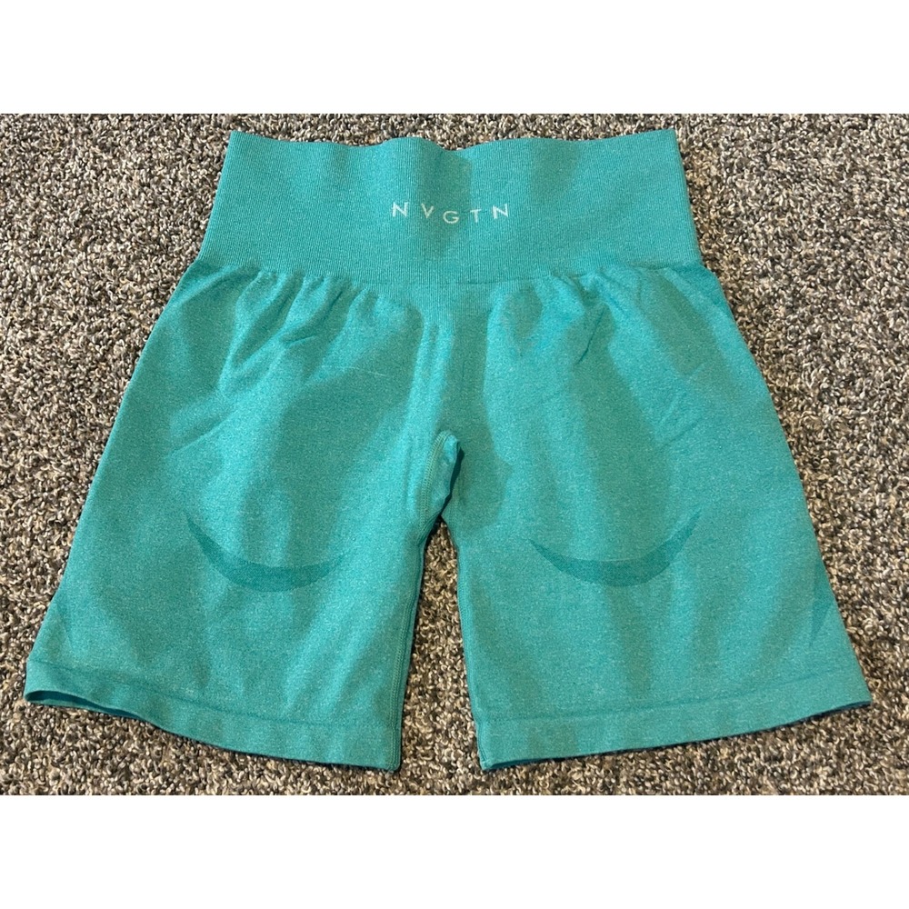 H8 NVGTN Teal Marl Contour Seamless Shorts Womens Small High Waisted Gym